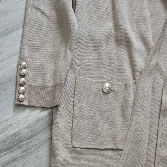 Tommy Hilfiger Suit Seperates Women's Coat Long Open Cardigan Pockets Latte Sz L - Picture 3 of 10